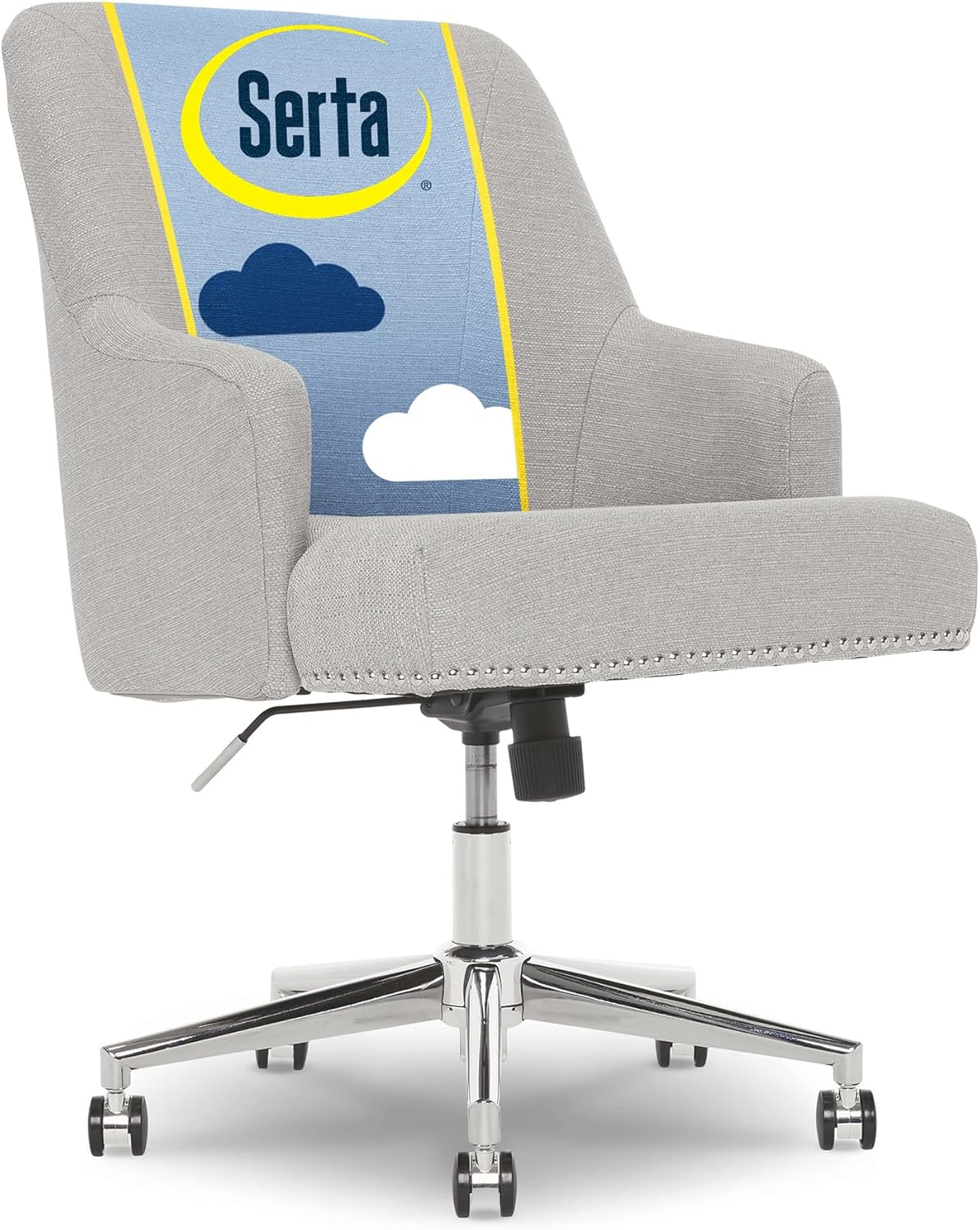 Serta Leighton Home Office Memory Foam, Height-Adjustable Desk Accent Chair with Chrome-Finished Stainless-Steel Base