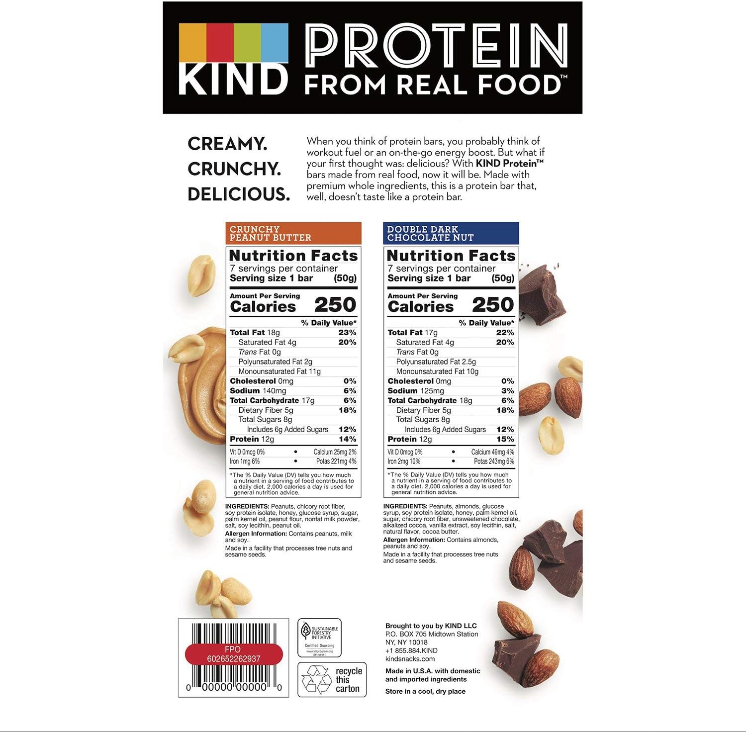 KIND Protein Bars Variety Pack |Creamy Crunchy Texture Crunchy Peanut Butter Bars Double Dark Chocolate Nut Bars