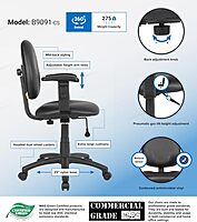 Boss Office Products Dimond Task Chair with Adjustable Arms in Black
