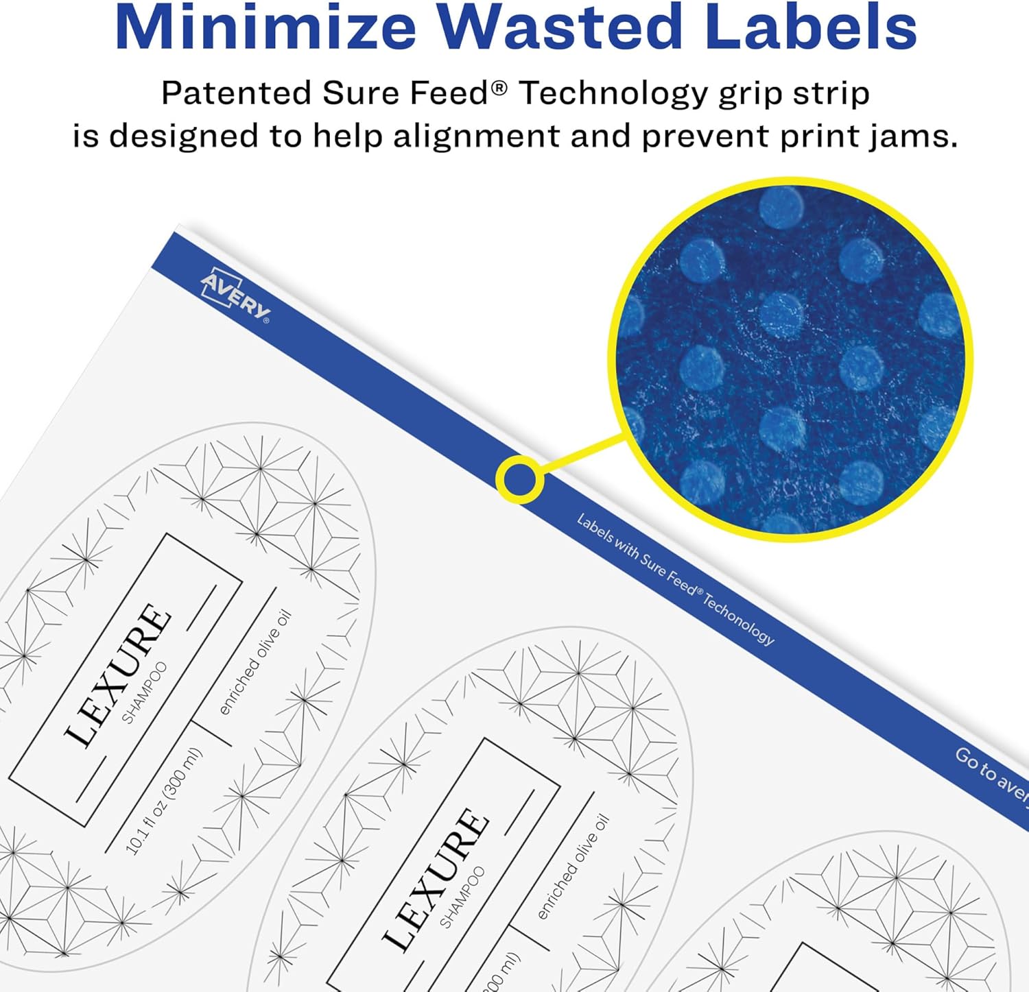 Avery Matte White Removable Oval Labels, Sure Feed Technology, Print-to-The-Edge, 4.25" x 3.25"