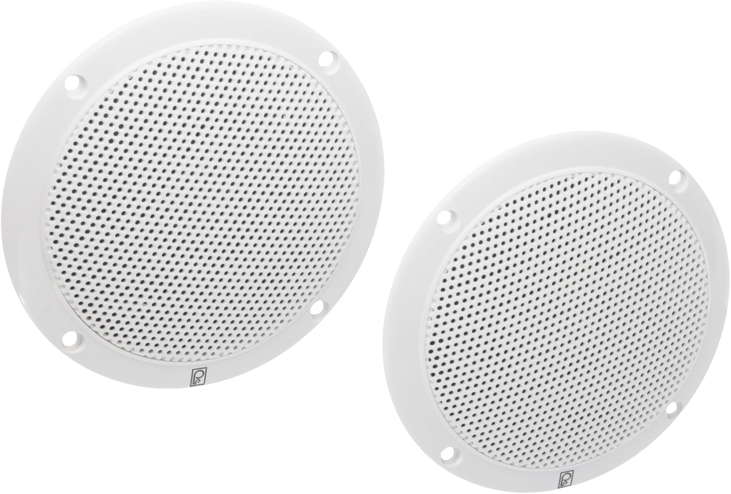 Poly-Planar MA-4055W 5-Inch Round Flush-Mount Marine Speakers, White (Pair)