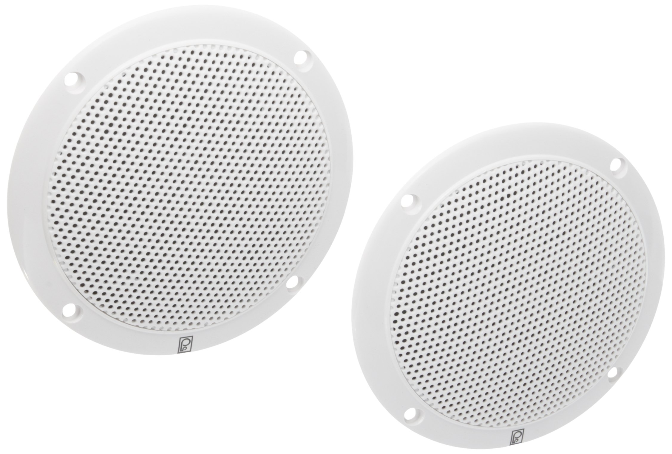 Poly-Planar MA-4055W 5-Inch Round Flush-Mount Marine Speakers, White (Pair)