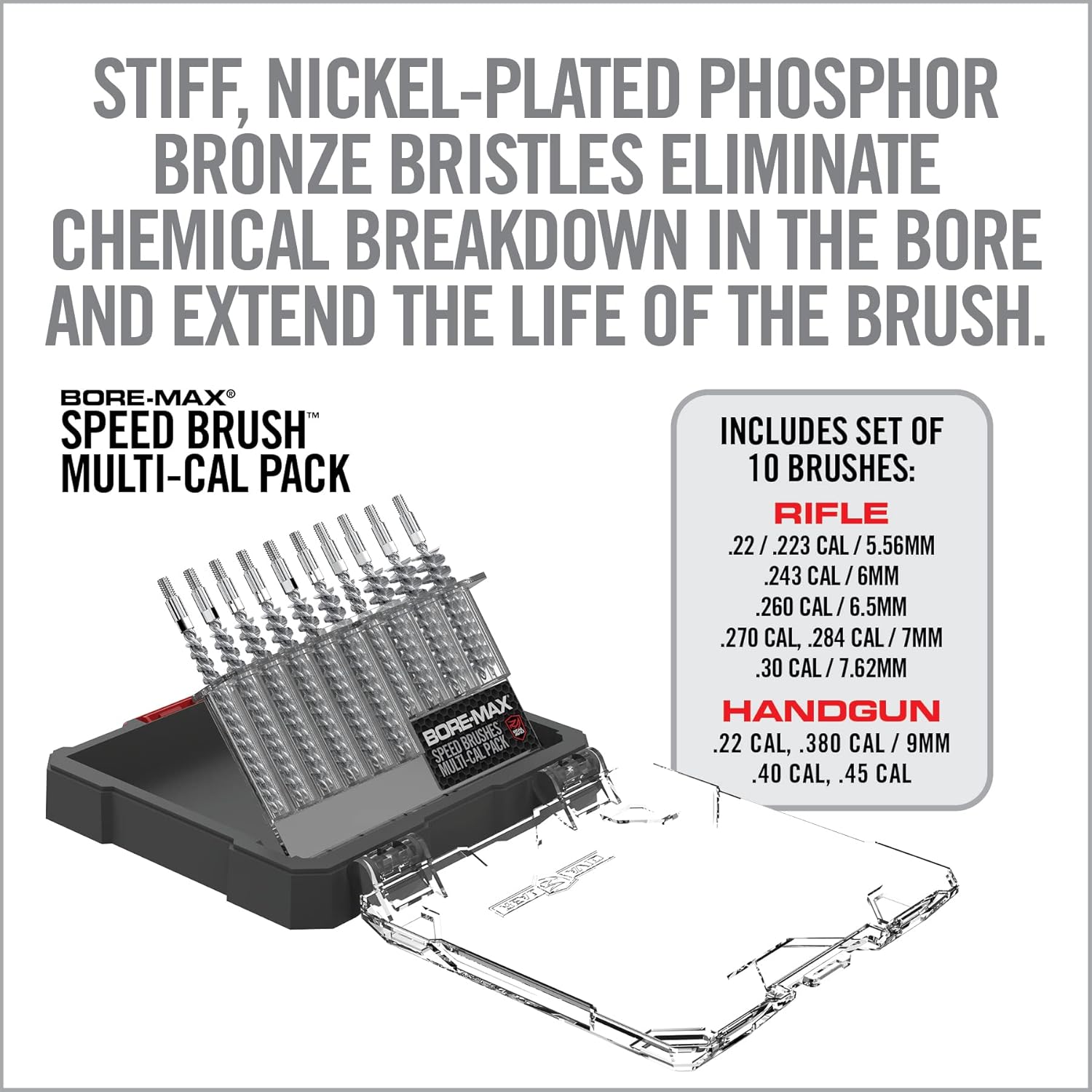Real Avid Bore-Max Speed Brush Multi-Cal Pack - 10 Cleaning Brushes for Gun Cleaning