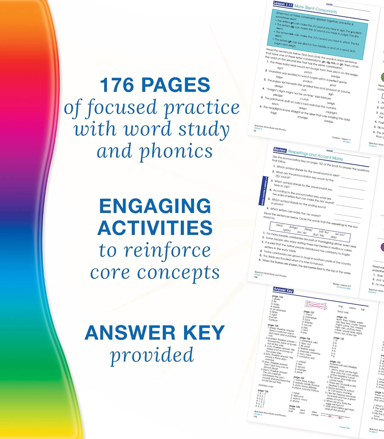 Spectrum Grade 4 Word Study and Phonics Workbooks, Ages 9 to 10, 4th Grade Phonics and Word Study, Dictionary Skills