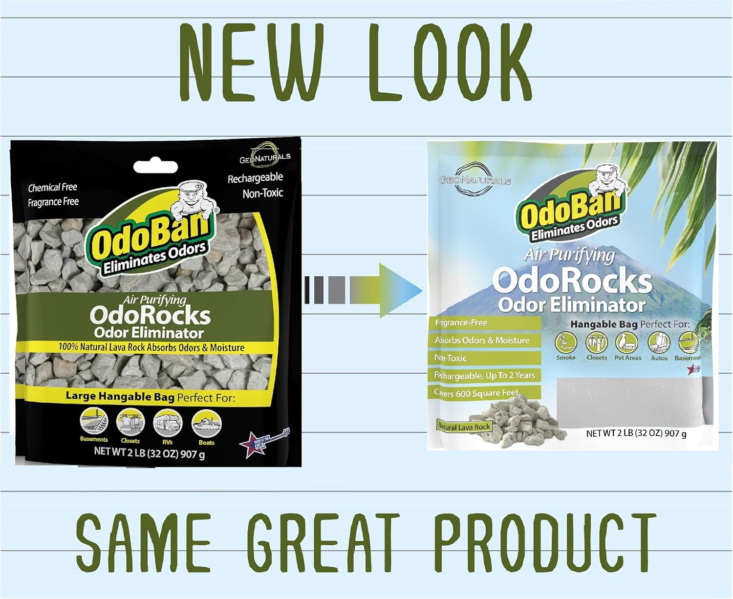 OdoBan Air Purifying OdoRocks Natural Odor Eliminator Made from Natural Volcanic Rocks, Made in the USA, Fragrance Free