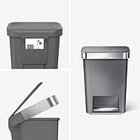simplehuman Step Trash Can with LidShox, Steel Pedal & Liner Rim