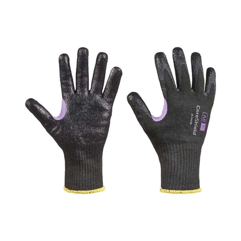 Miller Honeywell Safety Products CoreShield, 10 gauge HPPE/Kevlar/alloy black liner, smooth nitrile black coating, A8/F