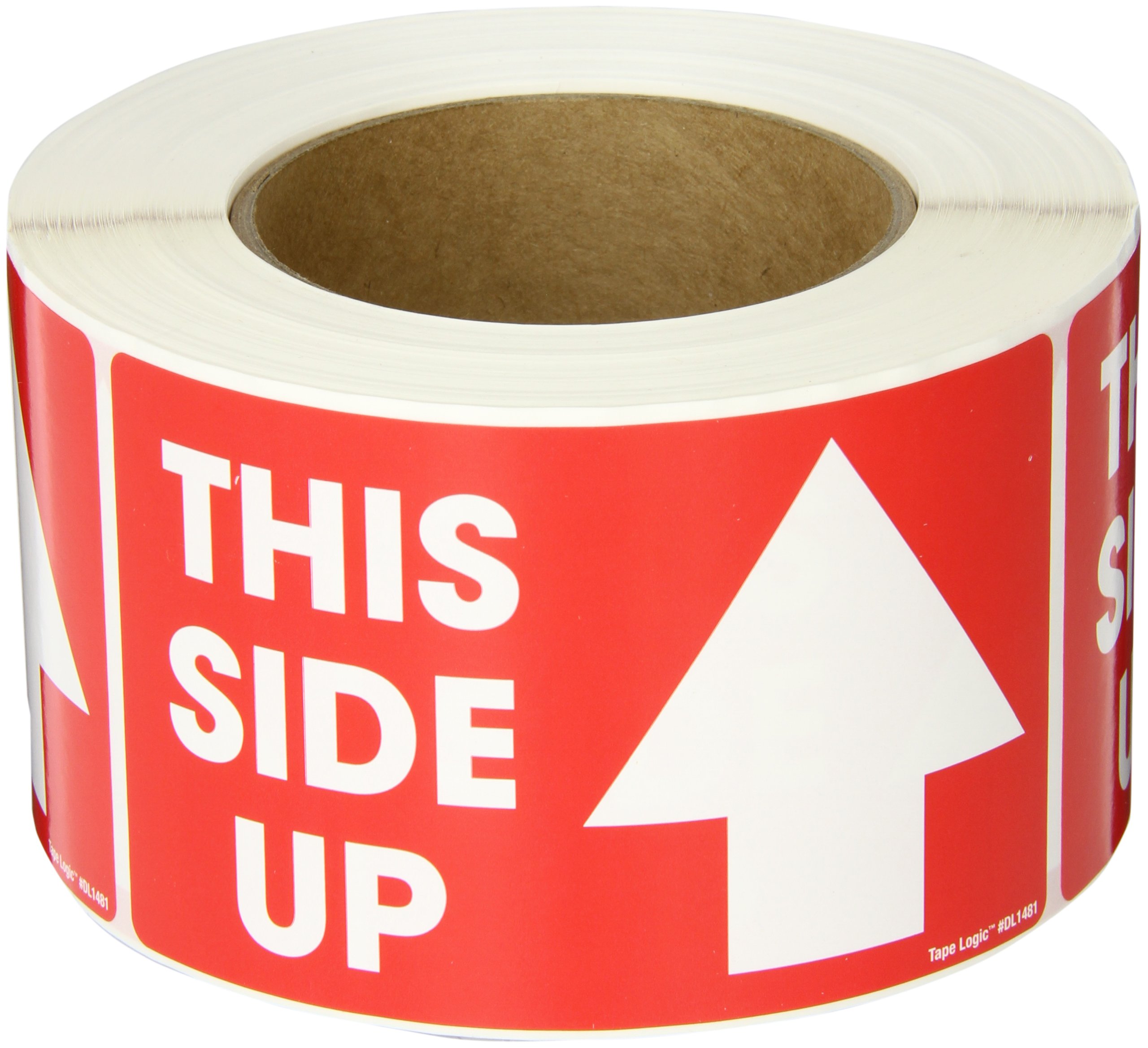 Tape Logic Aviditi Tape Logic 3" x 5", "This Side Up" Red/White Arrow Warning Sticker, for Shipping, Handling, Packing