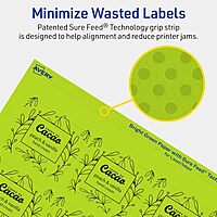 Avery Bright Green Rectangle Printable Labels, Sure Feed, 1-13/16" x 2-3/16"