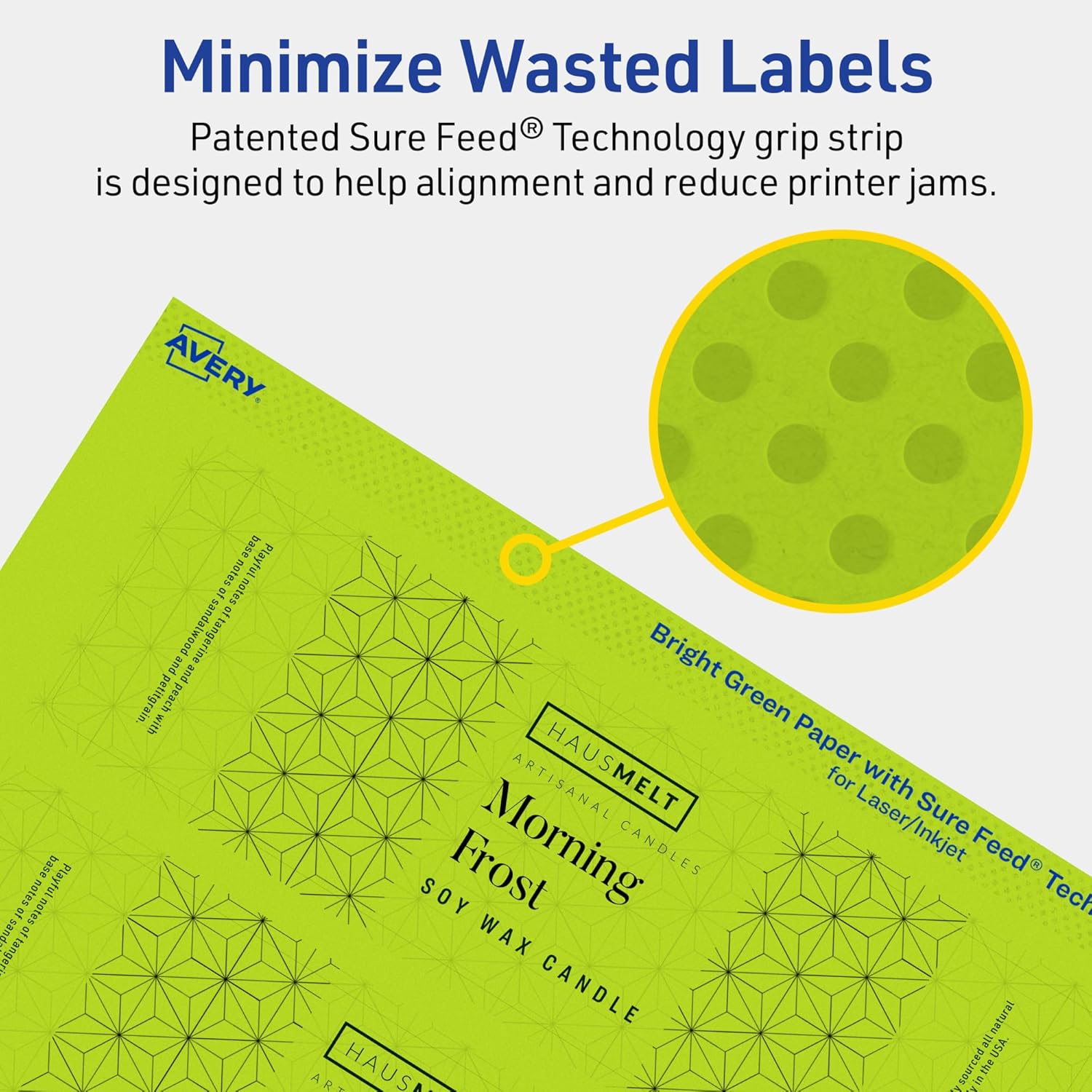 Avery Printable Rectangle Labels, Sure Feed Technology, 2" x 7", Bright Green, Print-to-The-Edge