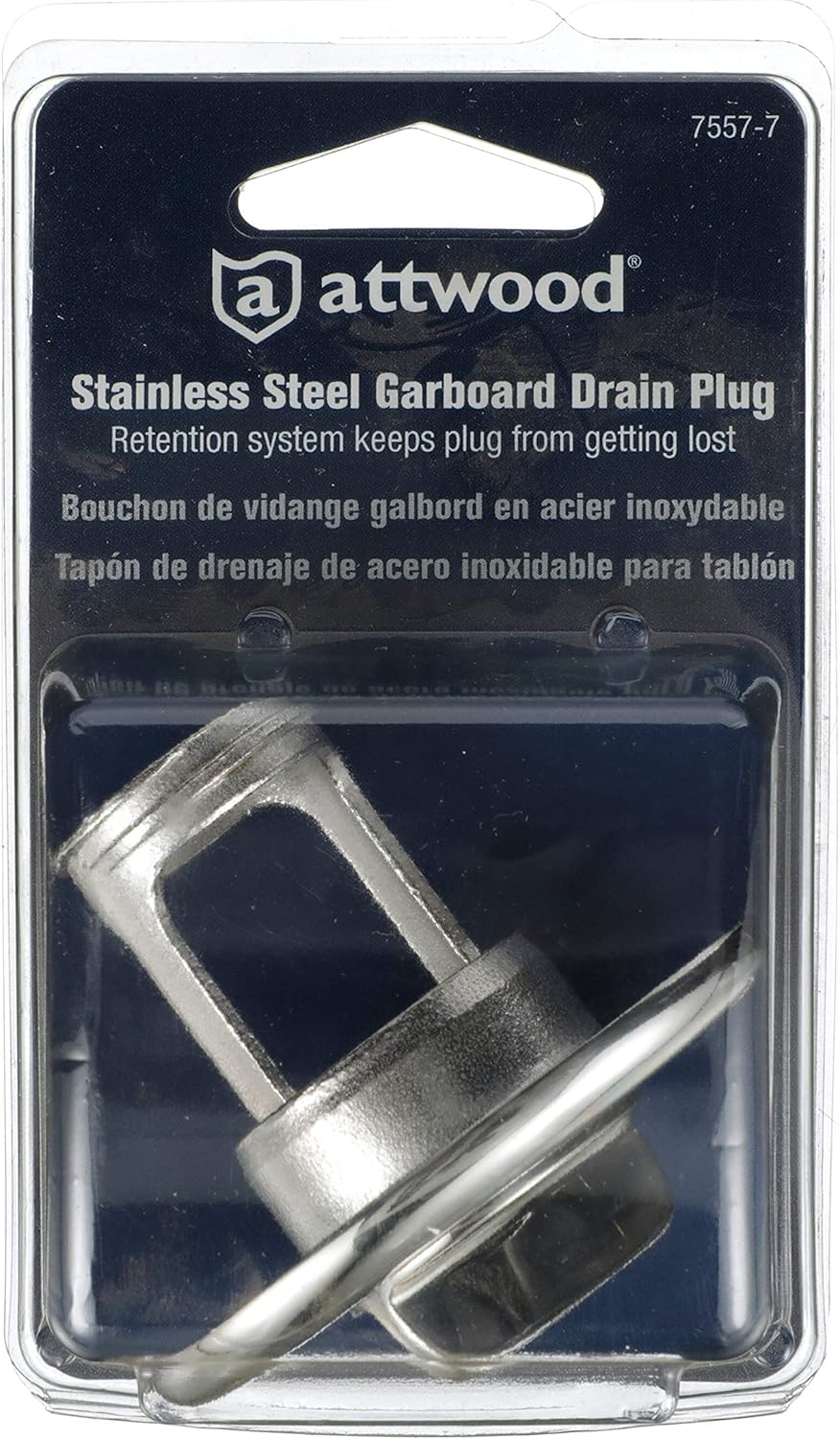 Attwood Stainless Steel Garboard Drain Plug - 7/8" Diameter