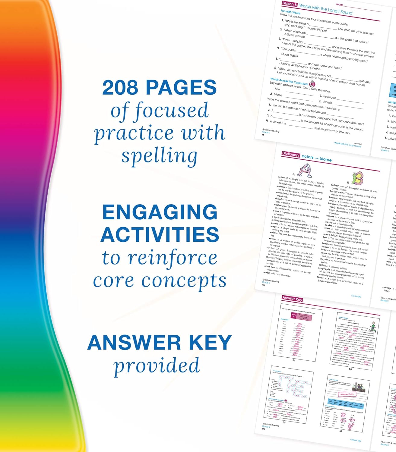 Spectrum Spelling Workbook Grade 4, Ages 9 to 10, 4th Grade Spelling Workbook, Handwriting Practice with Vowels, Diagraphs