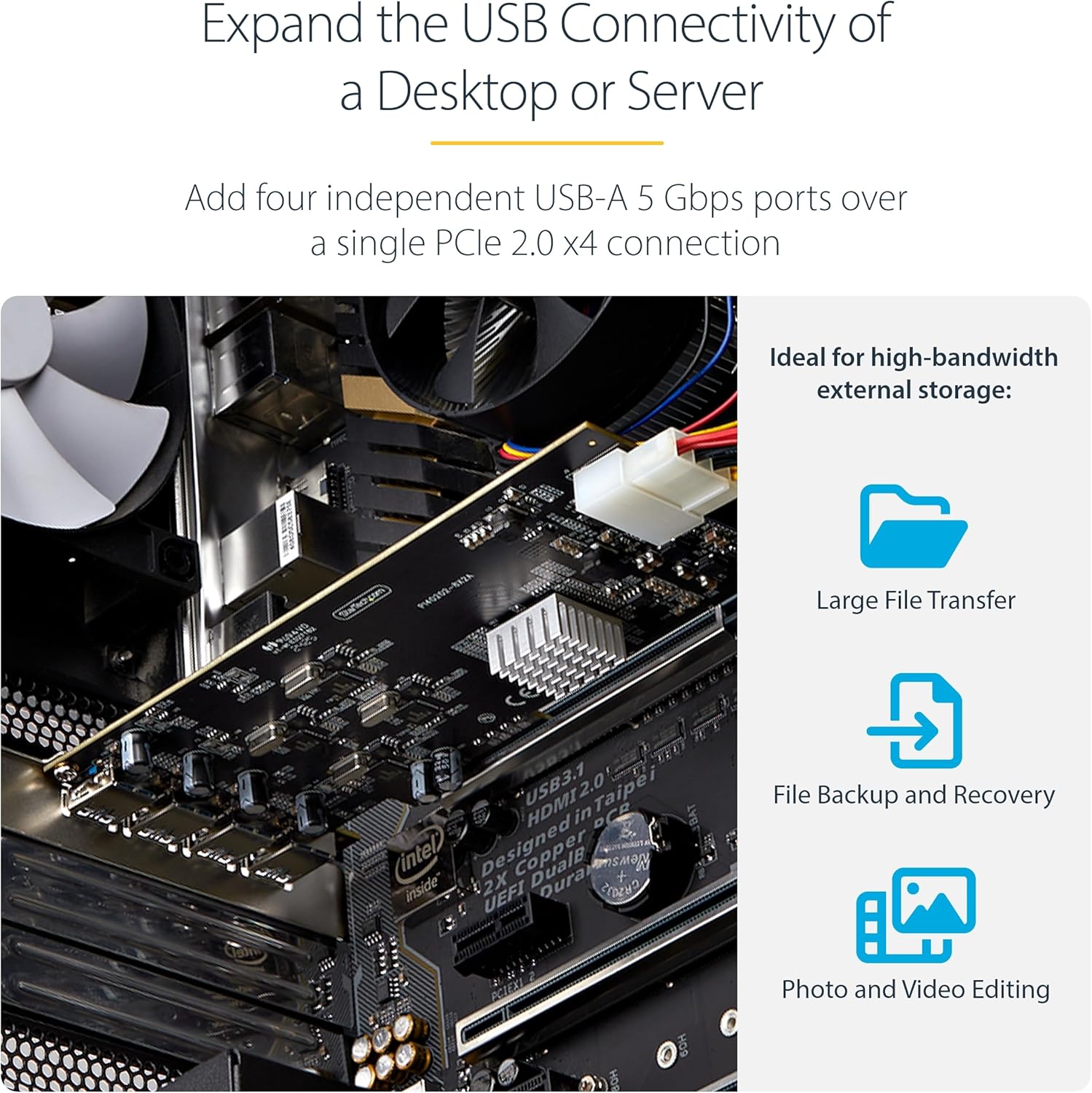 StarTech.com 4-Port USB PCIe Card, USB 3.2 5Gbps, PCI Express Card with 4X Independent USB Controllers, 4X USB-A Ports