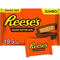 REESE'S Milk Chocolate Snack Size Peanut Butter Cups, Candy Jumbo Bag, 19.5 oz Peanut Butter 1.2 Pound (Pack of 1)