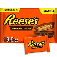 REESE'S Milk Chocolate Snack Size Peanut Butter Cups, Candy Jumbo Bag, 19.5 oz Peanut Butter 1.2 Pound (Pack of 1)