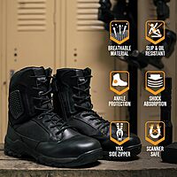 MAGNUM Strike Force 8" Side Zipper Tactical Boots w/ Slip- and Oil-Resistant MICHELIN Outsole