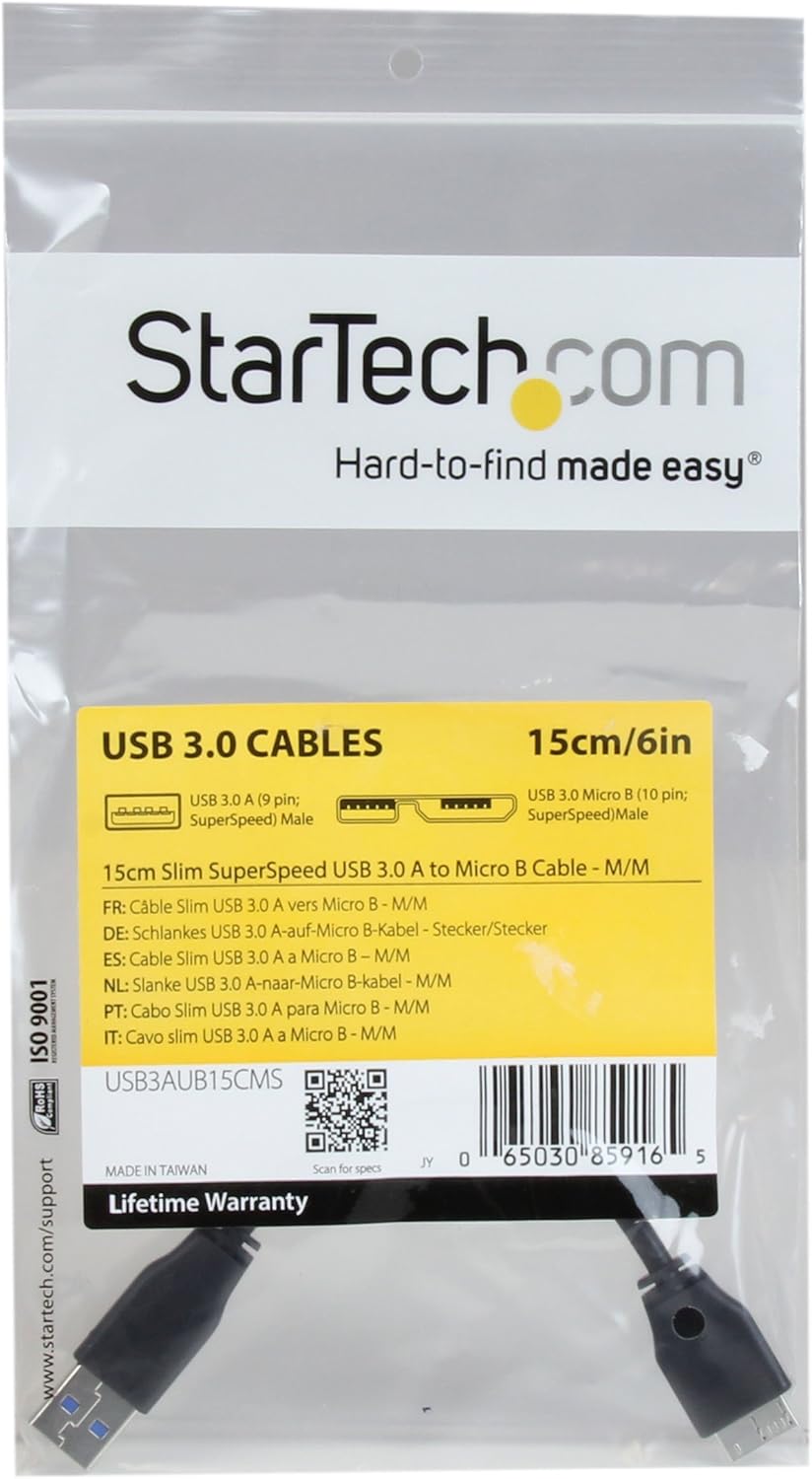 StarTech.com Slim SuperSpeed USB 3.0 A to Micro B Cable