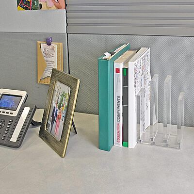 Azar Displays 255035 Clear Acrylic Bookend and Desk File Sorter, File Folder Holder for Office, ½” Thick Acrylic, 2-Pack