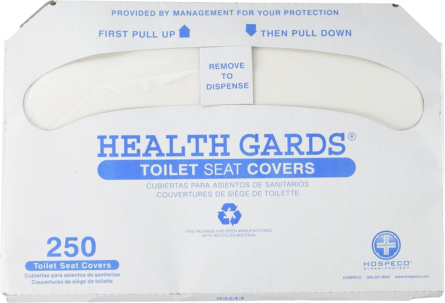 Health Gards Toilet Seat Covers - Half-Fold White - 250/Pack, 20 Packs/Carton (5000)