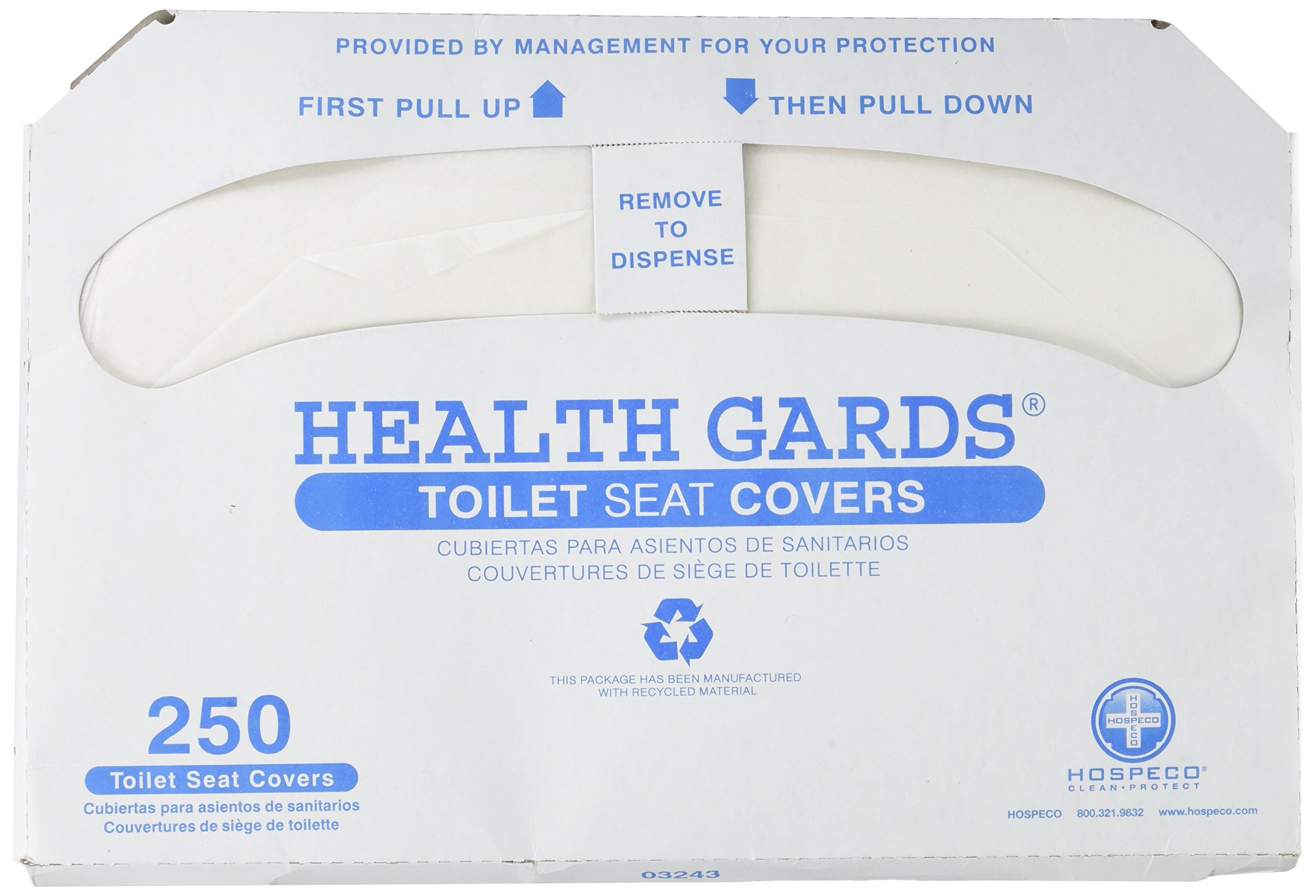 Health Gards Toilet Seat Covers - Half-Fold White - 250/Pack, 20 Packs/Carton (5000)