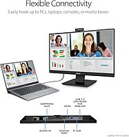 ASUS BE24EQK 23.8” Business Monitor with 1080P Full HD IPS, Eye Care, DisplayPort HDMI, Frameless, Built-in Adjustable 2MP Webcam, Mic Array, Stereo speaker, Video Conference,BLACK