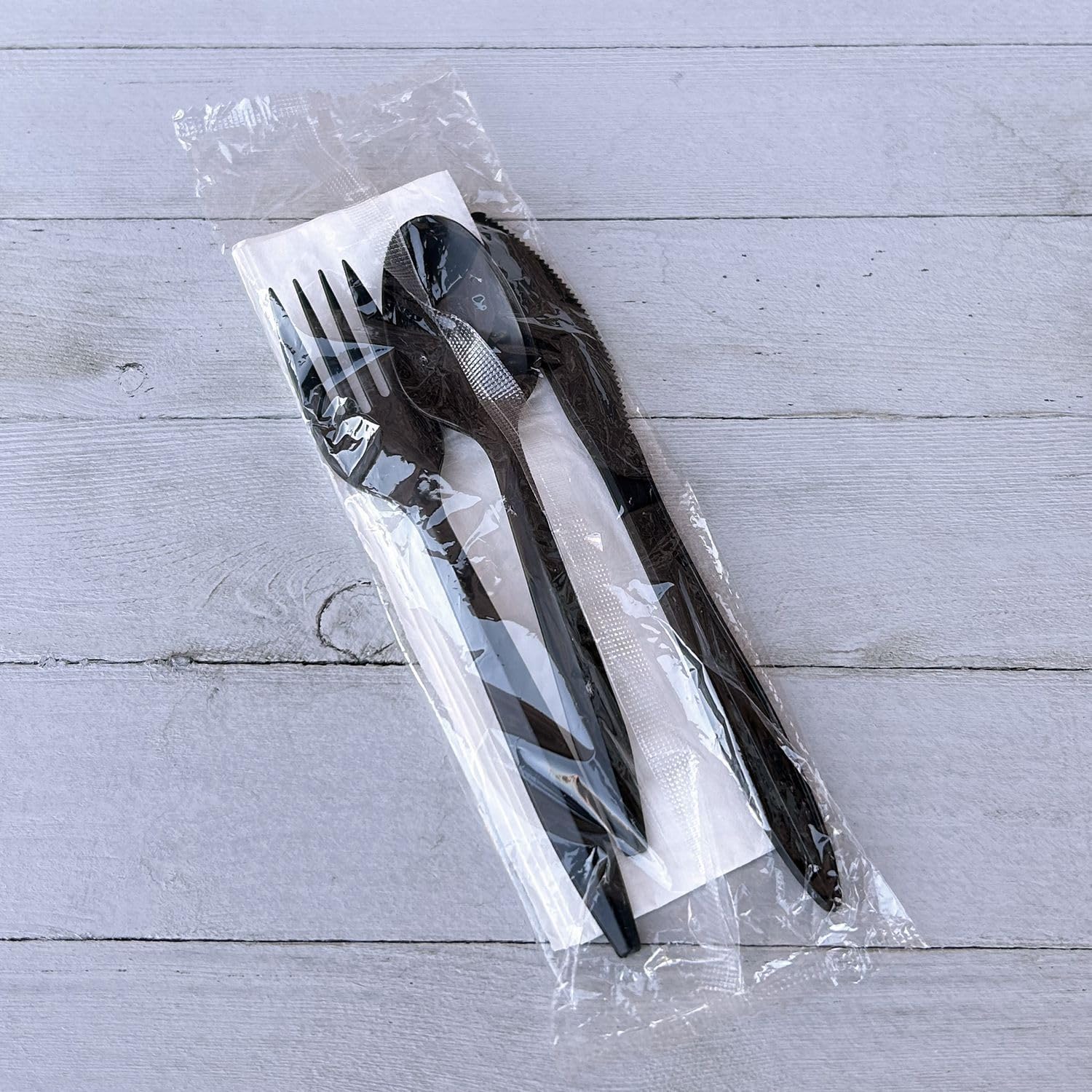 Boardwalk Disposable Plastic Cutlery Set, Four Piece Silverware Kit, Case of 250 Medium Weight Fork Knife Spoon Napkin