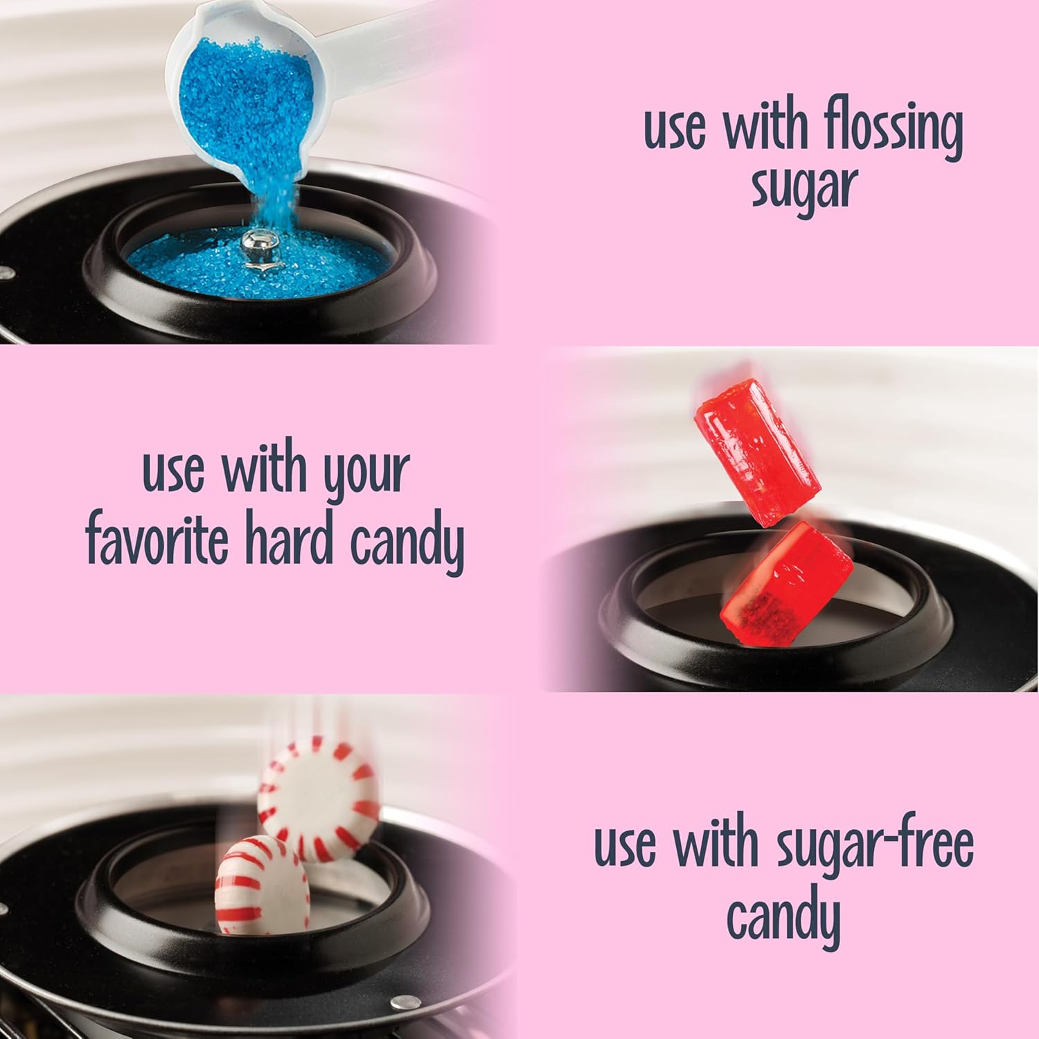 Nostalgia Cotton Candy Machine - Retro Cotton Candy Machine for Kids with 2 Reusable Cones, 1 Sugar Scoop