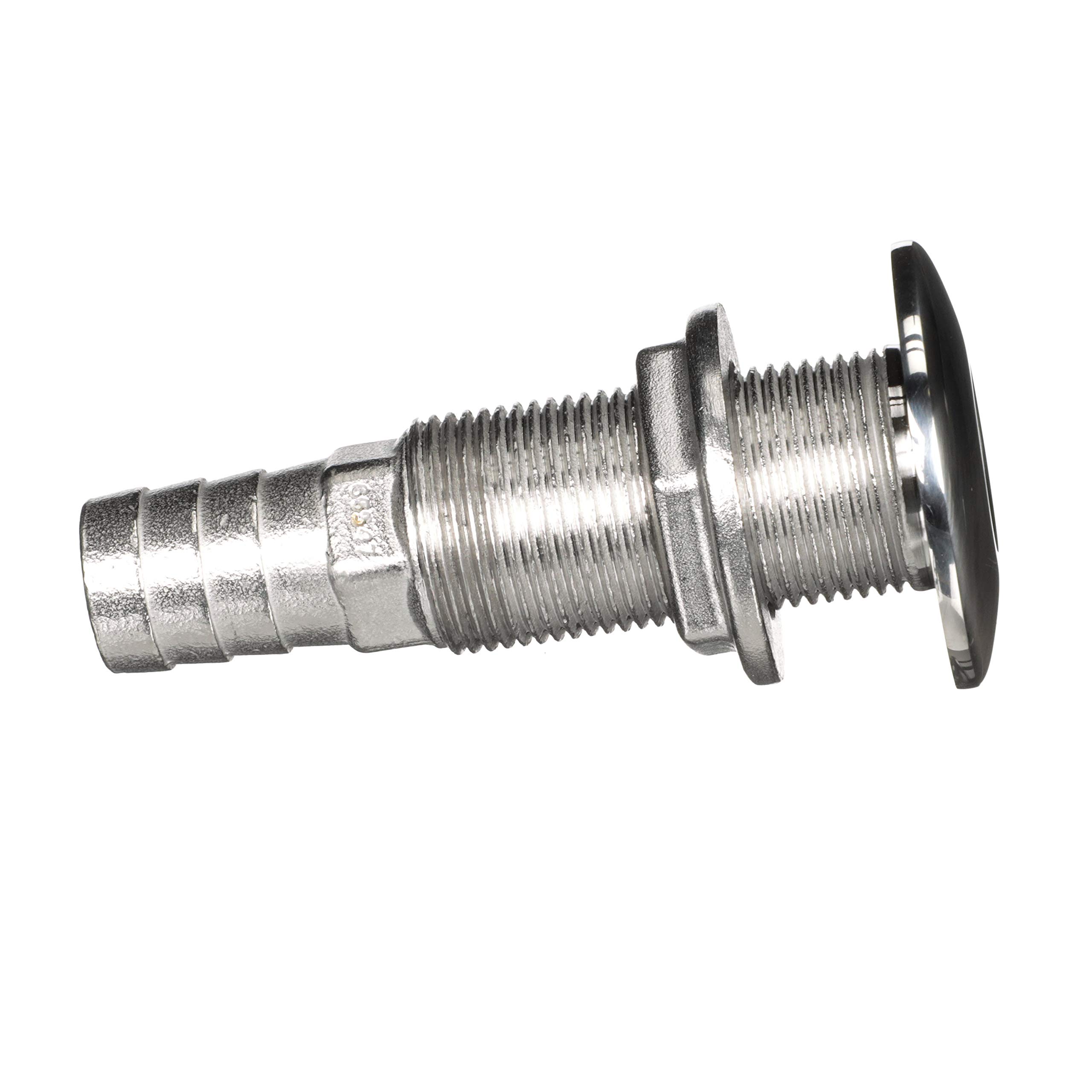 Attwood 66547-3 Stainless Steel Straight Thru-Hull Valve Fitting, Barbed, Standard Length