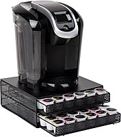 Mind Reader Single Serve Coffee Pod Organizer with 2 Drawers, 72 Pod Capacity, Metal Mesh, 13"L x 12.75"W x 5"H, Black Square 72 Capacity