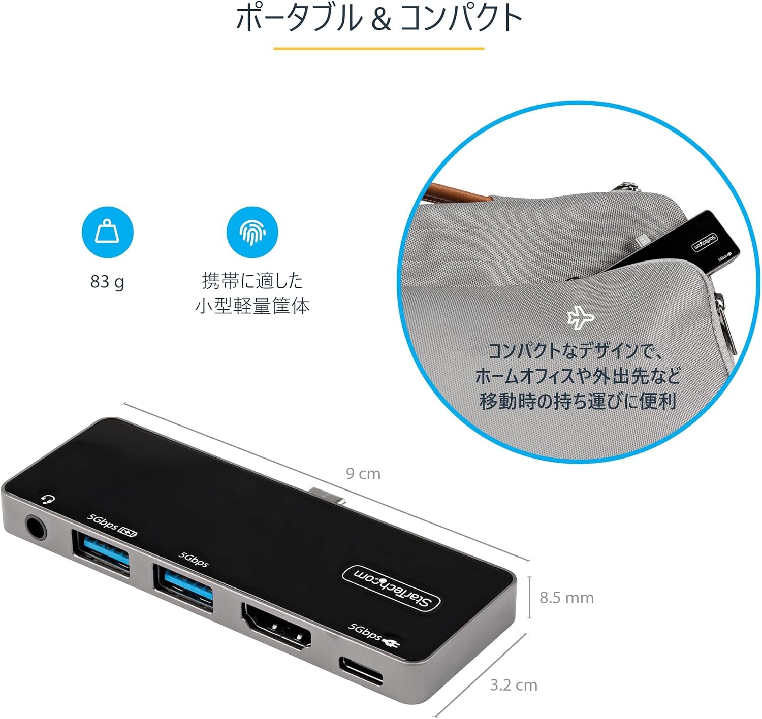 USB C Multiport Adapter - USB-C to 4K 60Hz HDMI 2.0, 100W Power Delivery Pass-Through Charging, 3-Port USB 3.0 Hub