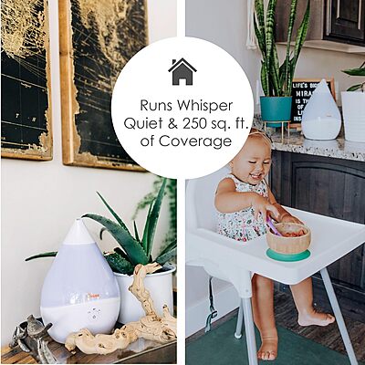 CRANE Droplet/Teardrop Ultrasonic Cool Mist Humidifier, 0.5 Gallon