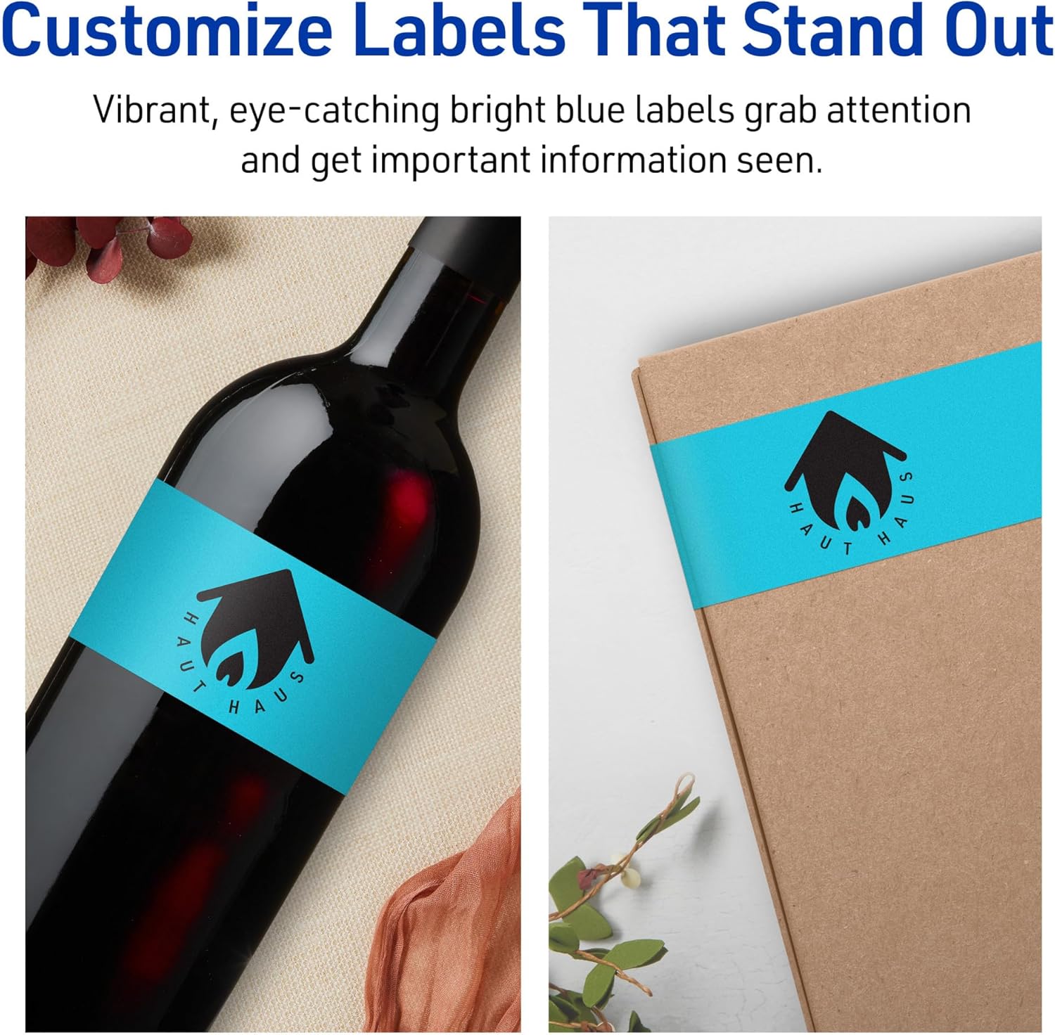 Avery Printable Rectangle Labels, Sure Feed Technology, 3-1/4" x 8-3/8", Bright Blue Labels, Laser/Inkjet Printable