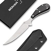 BÖKER PLUS® Epic small fixed-blade pocket knife with 3.7 inch D2 blade - EDC knife with G10 handle and Kydex sheath - Bird & Trout - gift box