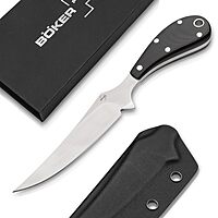 BÖKER PLUS® Epic small fixed-blade pocket knife with 3.7 inch D2 blade - EDC knife with G10 handle and Kydex sheath - Bird & Trout - gift box