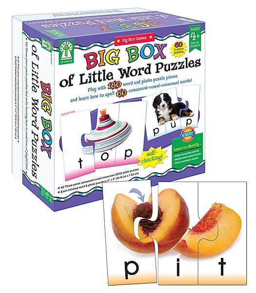 Key Education Big Box of Little Word Toddler Puzzle, Photo, CVC and Sight Words Building Games, Phonics Preschool Learning Activities for Kids Ages 4+ 180 piece
