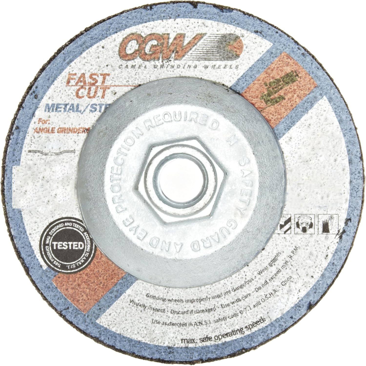 36256 Economy Abrasive Depressed Center Grinding Wheel, Type 27, Aluminium Oxide, 4-1/2" Diameter, 5/8"-11 Arbor