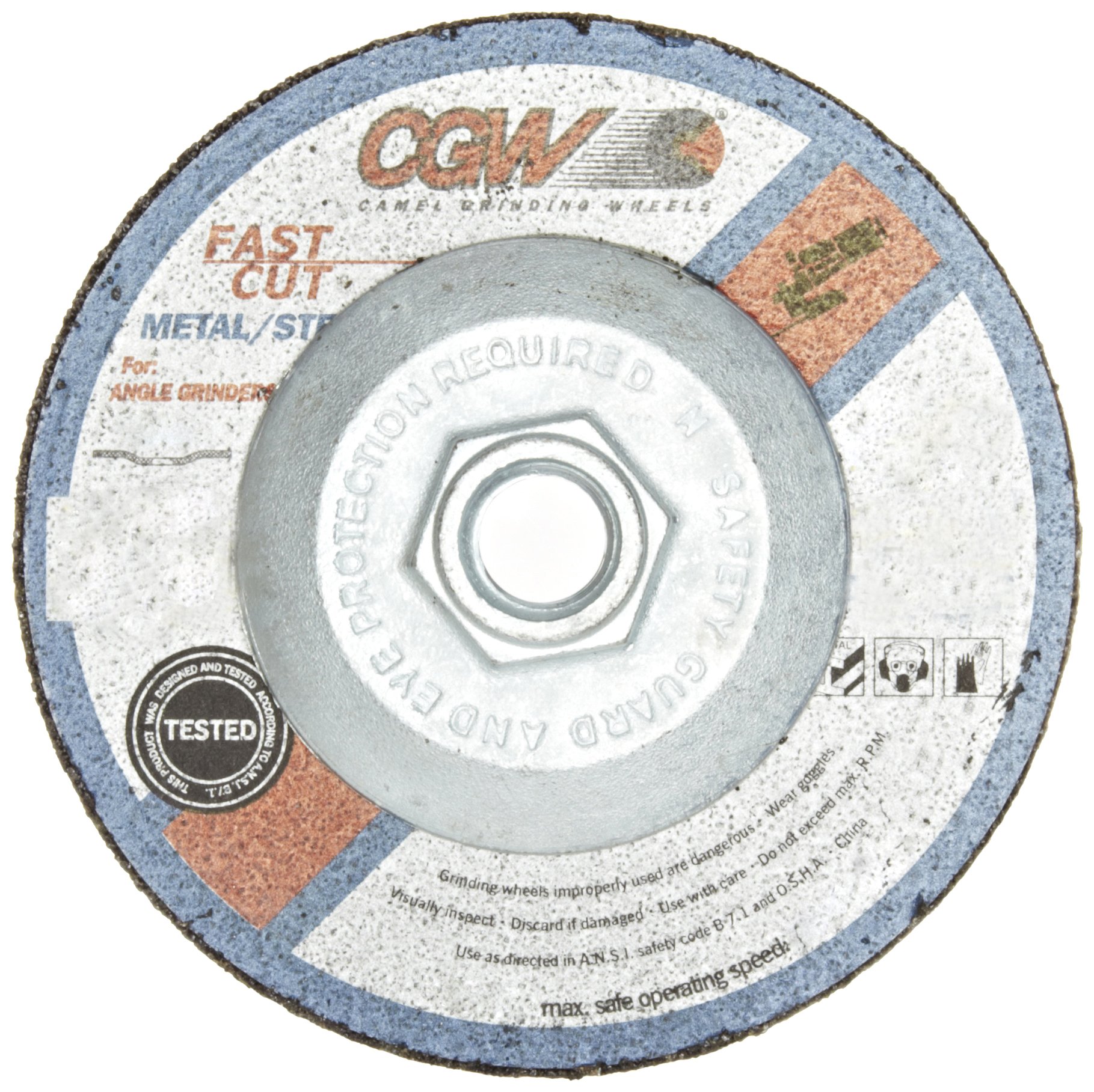 36256 Economy Abrasive Depressed Center Grinding Wheel, Type 27, Aluminium Oxide, 4-1/2" Diameter, 5/8"-11 Arbor