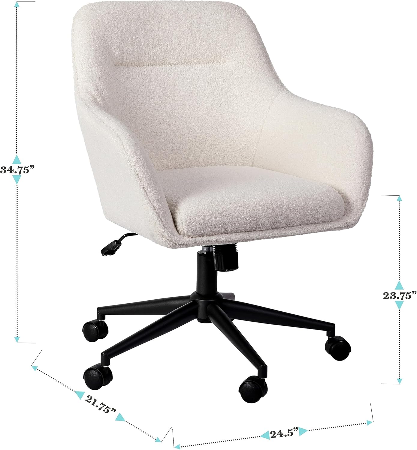 Martha Stewart Rayna Swivel Task Chair with Flared Arms for Home Office