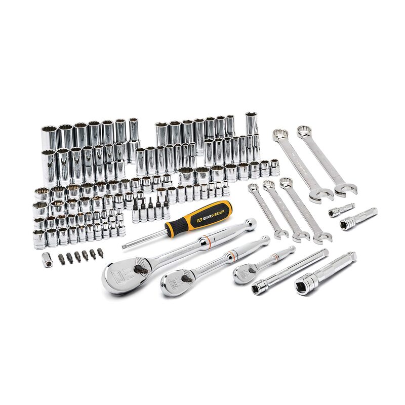 GEARWRENCH 118 Pc. 1/4", 3/8" & 1/2" Drive 6 & 12 Pt. Mechanics Tool Set, Standard & Deep, SAE/Metric - 83001D