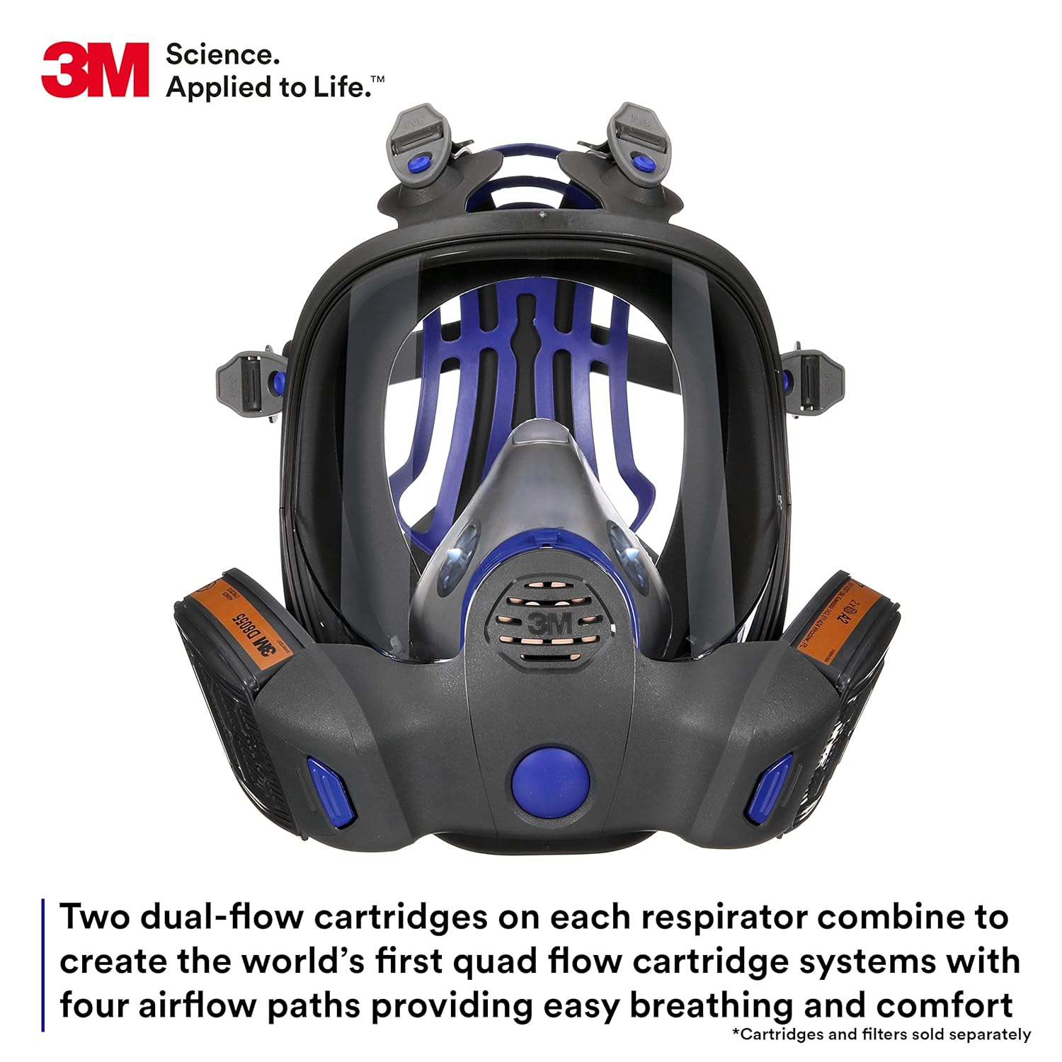 3M Secure Click Full Face Reusable Respirator with Large Lens, Speaking Diaphragm and Push Button Seal Check, FF-801