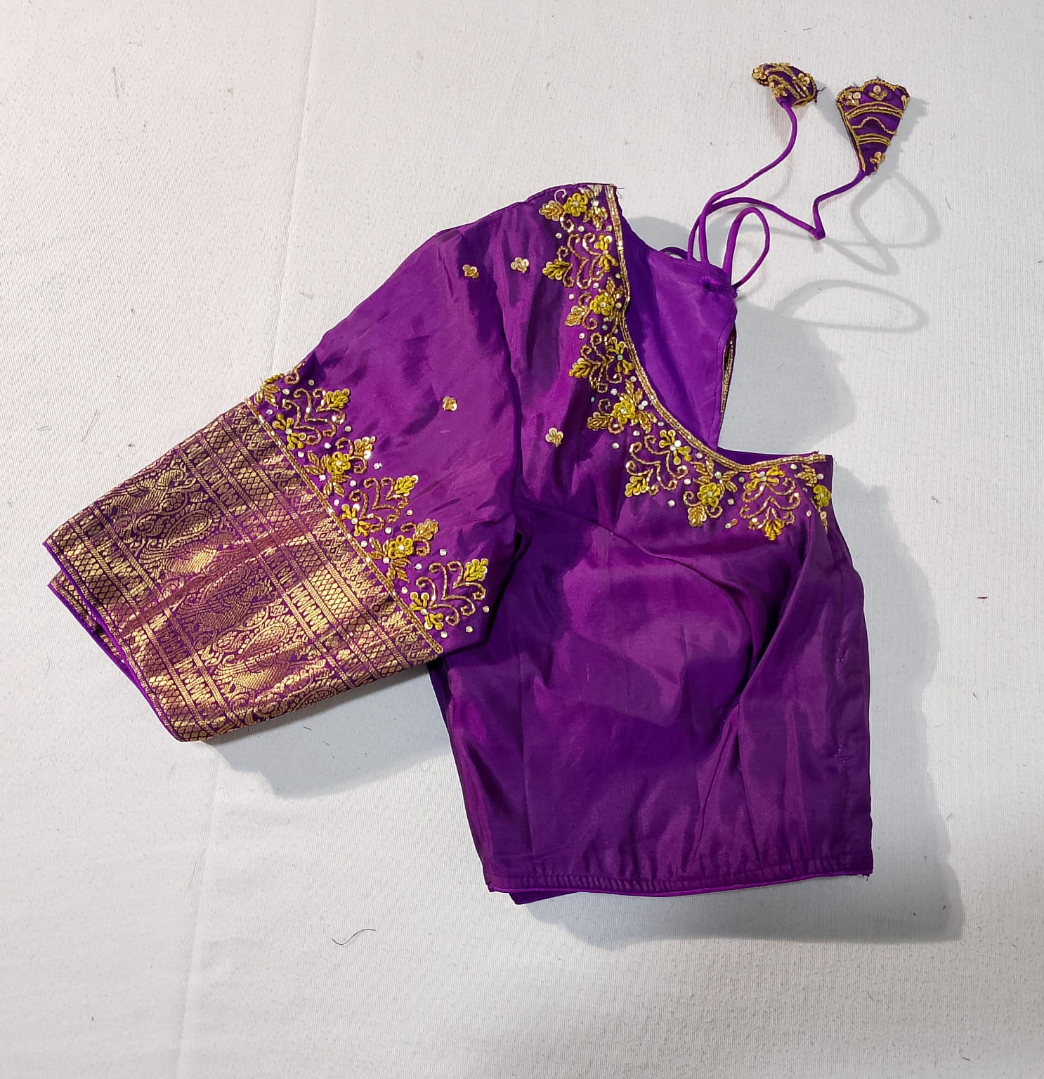 N296: Ready To Ship Beautiful Pure Kanchipattu Saree With Stitched Maggam Work Blouse