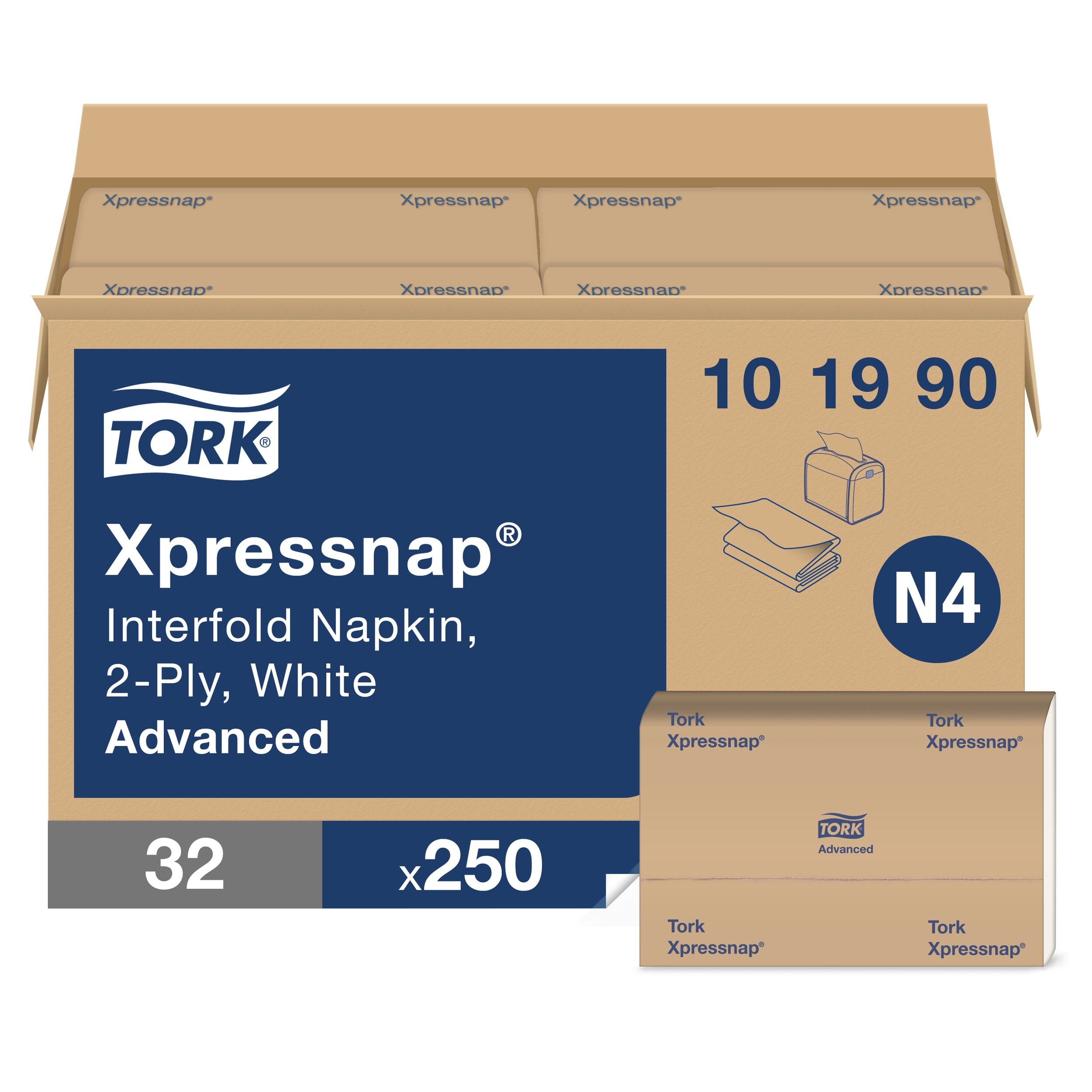 Essity Tork Advanced Xpressnap Dispenser Napkin 2-Ply White 32 / 250 cs