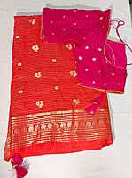 J160: Ready To Ship Beautiful Russian Crepe Saree With Stitched Blouse J160: Ready To Ship Beautiful Russian Crepe Saree With Stitched Blouse