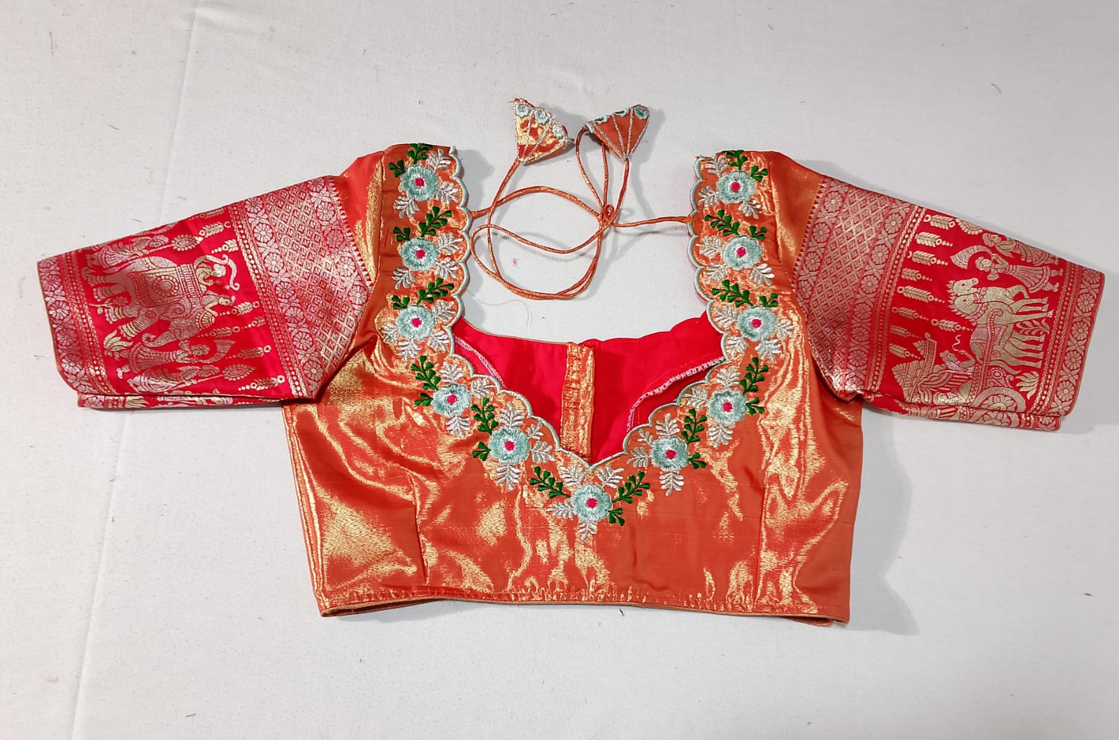 N300: Ready To Ship Beautiful Semi Kanchipattu Saree With Stitched Embroidery Work Blouse