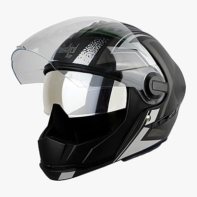 STEELBIRD SBA-2 ISS REED GLOSSY BLACK GREY D/V (SILVER) (L)