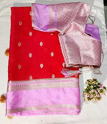 J189: Ready To Ship Beautiful Banarasi Warm Silk Saree With Stitched Blouse