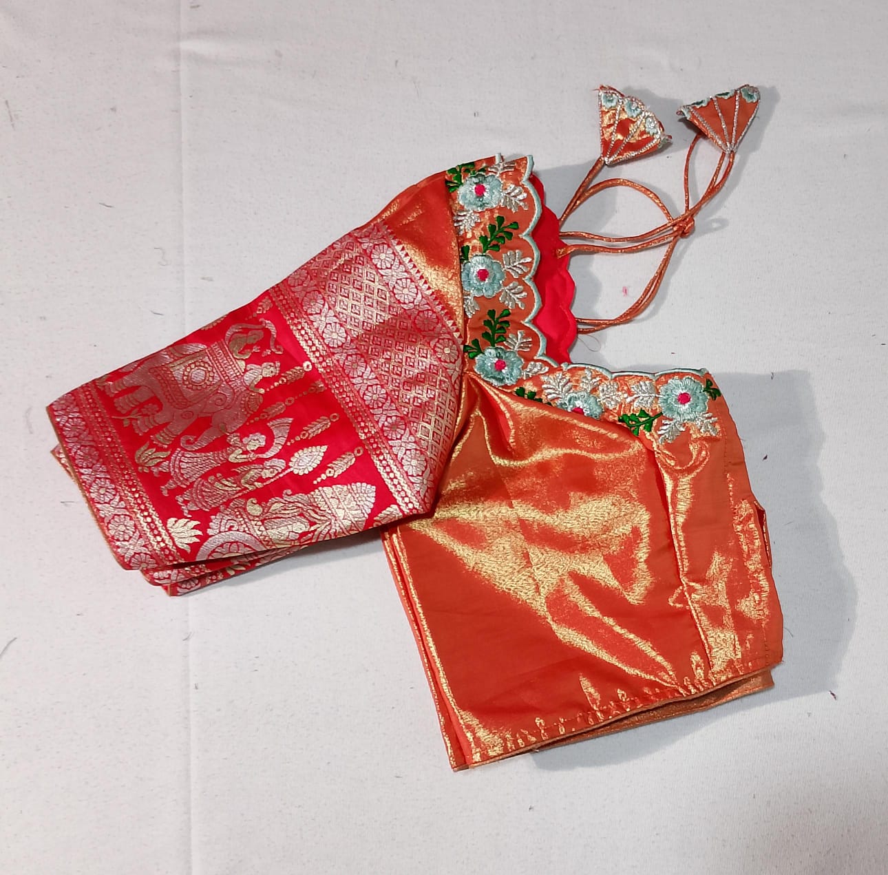 N300: Ready To Ship Beautiful Semi Kanchipattu Saree With Stitched Embroidery Work Blouse