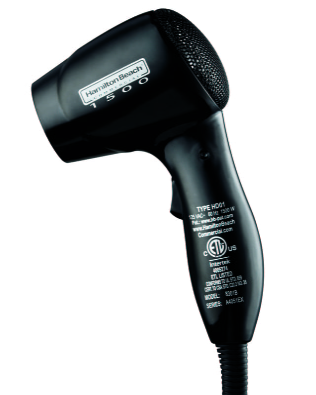 Hamilton Beach Wall-Mount Hair Dryer Black 1500 Watts