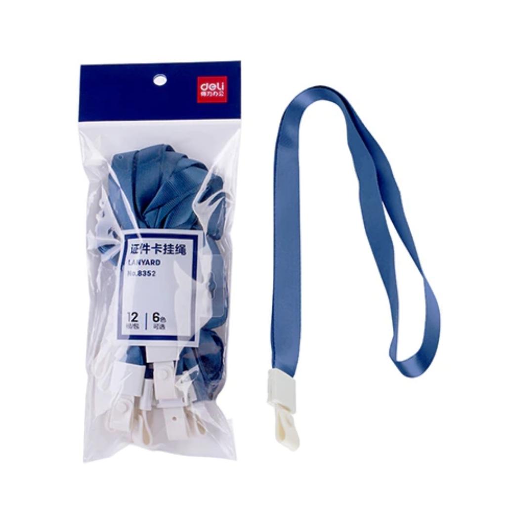 DELI 8352 LANYARD BLUE 1CM, Pack of 12pcs