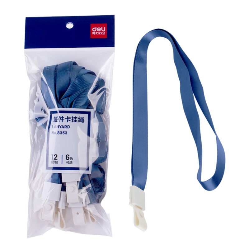 DELI 8353 LANYARD BLUE 1.5CM, Pack of 12pcs